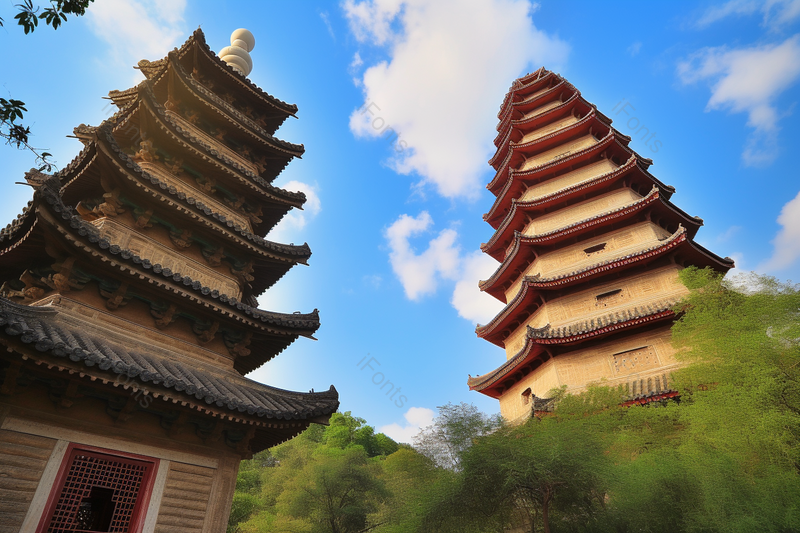 网红景点古建筑塔天空仰拍摄影图,高清,摄影图,摄影图片,图片大全,摄影图免费下载